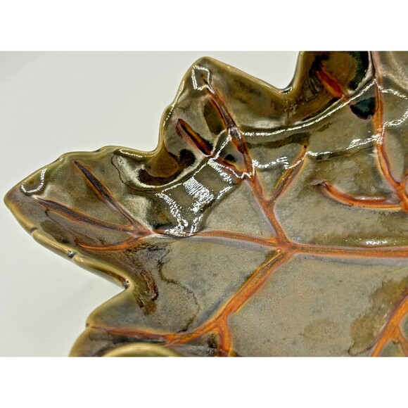 Pottery Barn Harvest Leaf Ceramic Glazed Serving Plate Tray Autumn Fall Decor - Picture 8 of 16